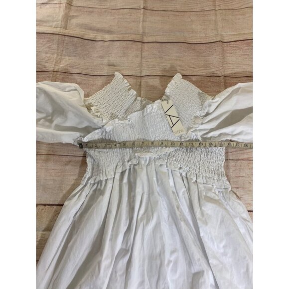 NWT Vasna Women's White Half Sleeve 100% Cotton Sun Dress - Medium - Picture 5 of 11